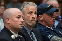 Entertainer and activist Jon Stewart lends his support to firefighters, first responders and su ...