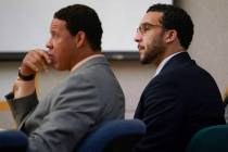 Sitting in Superior Court in Vista, Kellen Winslow, Jr., right, sits next to defense attorney, ...