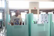 Kim Een of Las Vegas votes in the municipal election at Bonanza High School in Las Vegas Tuesda ...