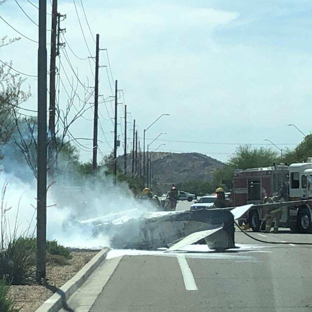 A pilot was critically burned after the crash of a small plane Tuesday, June 11, 2019, in north ...
