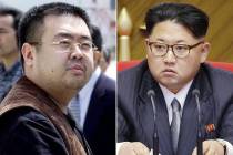 FILE - This combination of file photos shows Kim Jong Nam, left, exiled half-brother of North K ...