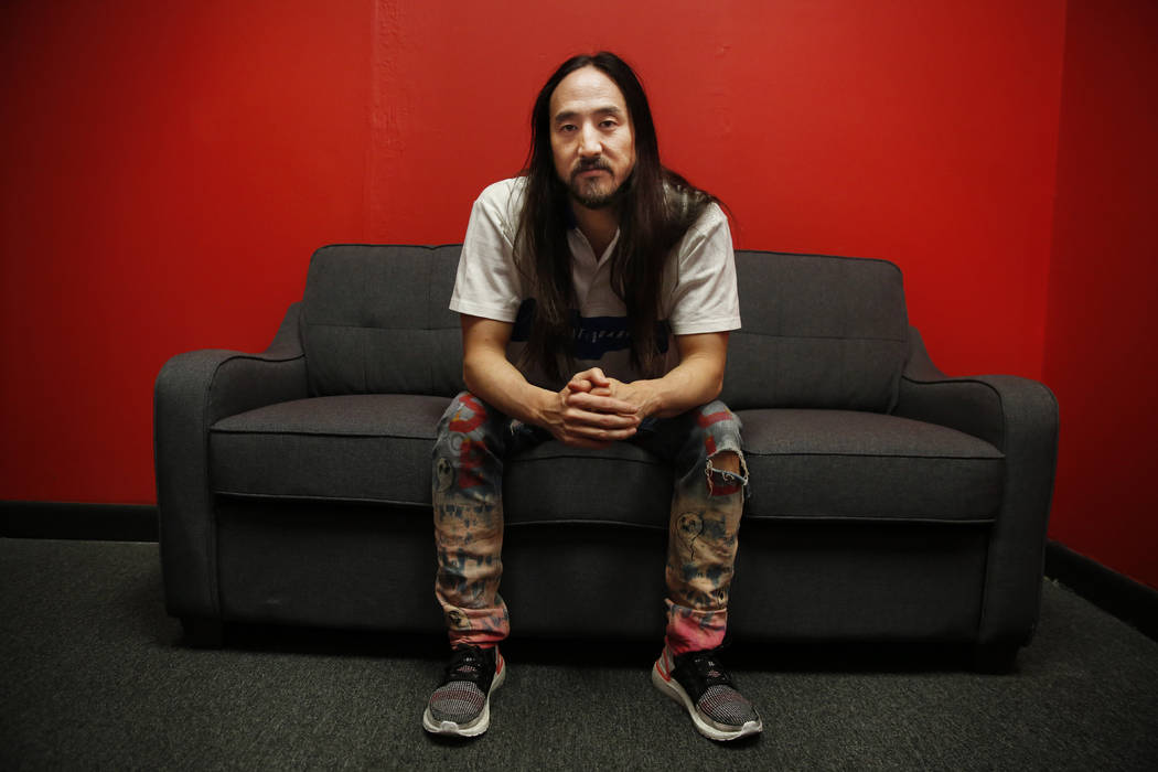 Steve Aoki sits for a portrait during a comic book signing of his new comic book series "N ...