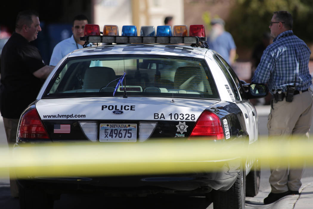 Las Vegas police investigate a home invasion homicide on the 6400 block of Morley Avenue on May ...