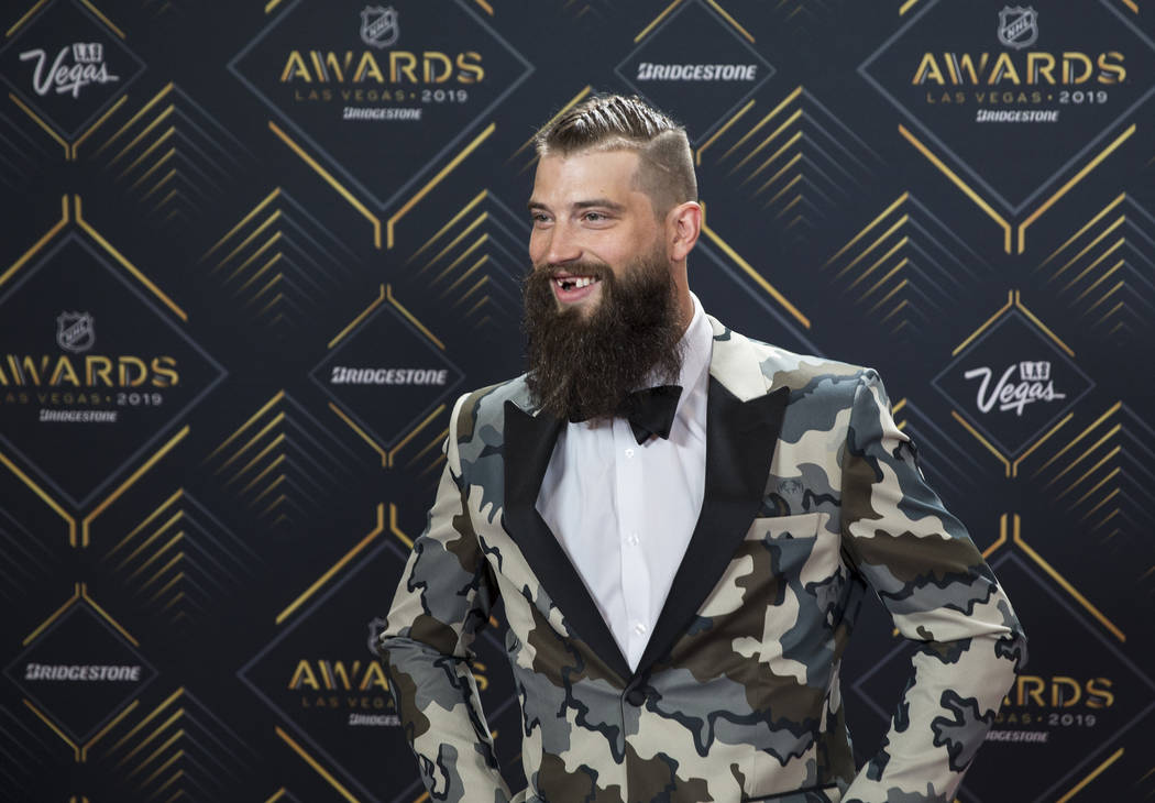 San Jose Sharks defenseman Brent Burns walks the red carpet before the start of the NHL Awards ...