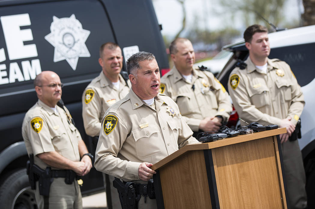 Metropolitan Police Department Capt. Nick Farese speaks during an event outside of Metro's traf ...