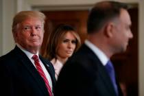 President Donald Trump and first lady Melania Trump attend a Polish-American reception with Pol ...