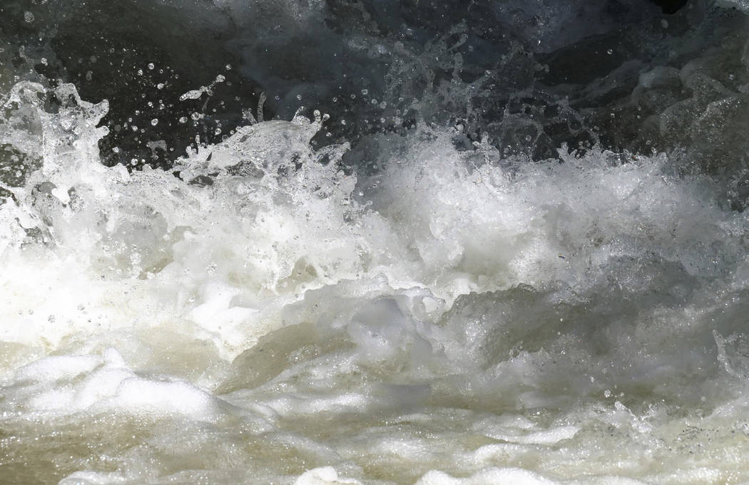 This Tuesday, June 11, 2019, photo shows the raging waters in the Big Cottonwood Creek, near Sa ...