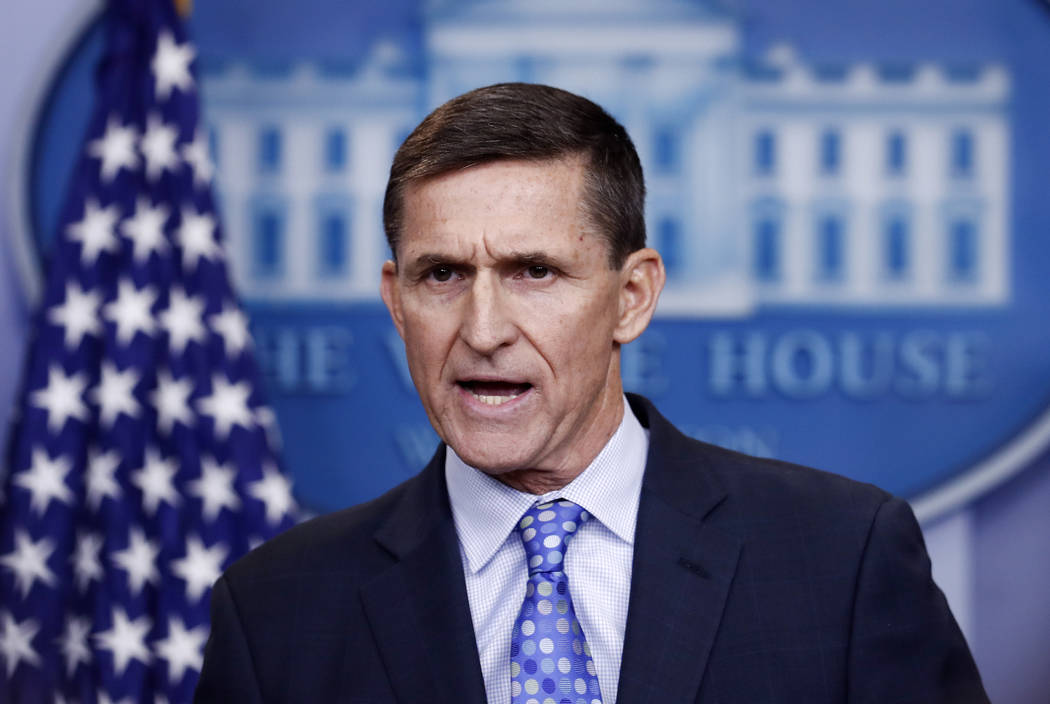 FILE - In this Feb. 1, 2017 file photo, National Security Adviser Michael Flynn speaks during t ...