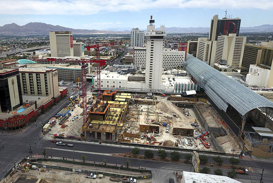 The Circa construction site is seen on the edge of the Fremont Street Experience in downtown La ...