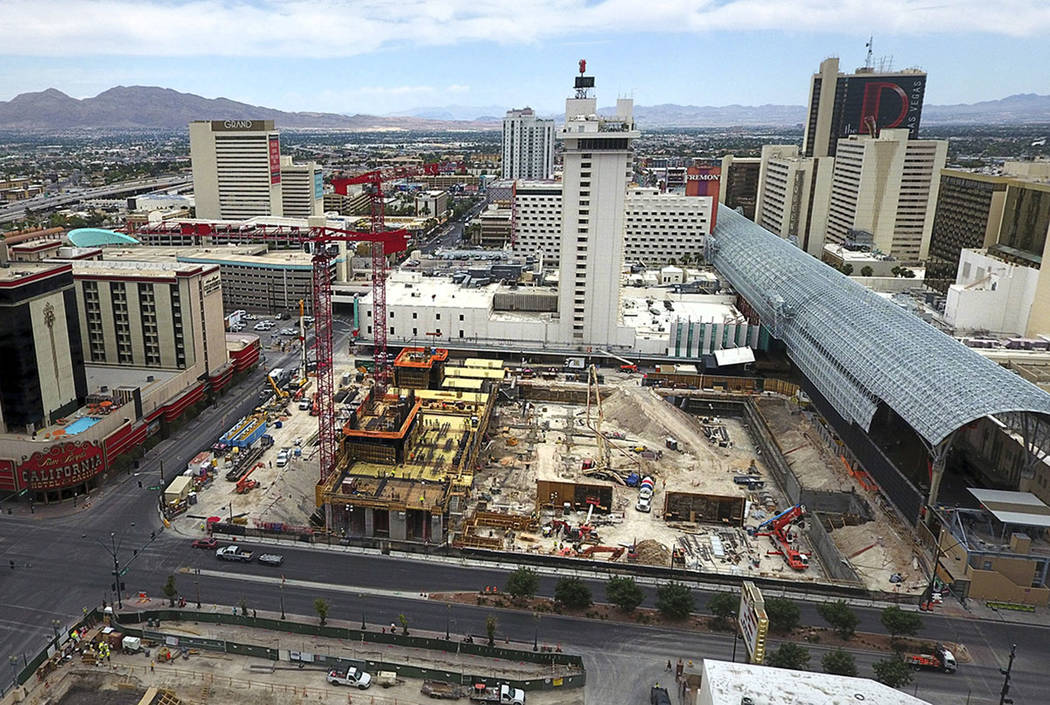 The Circa construction site is seen on the edge of the Fremont Street Experience in downtown La ...