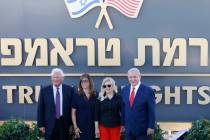 Israeli Prime Minister Benjamin Netanyahu, right, his wife Sara, United States Ambassador to Is ...