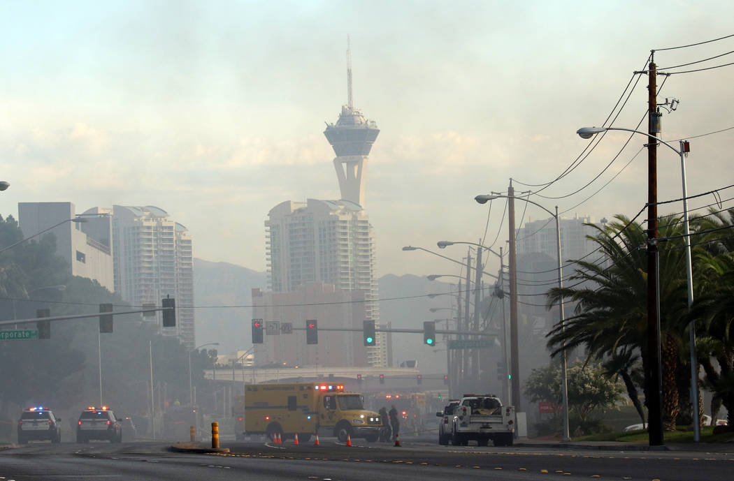 Southbound Paradise is closed between Flamingo Road and Twain Avenue as Clark County and Las Ve ...