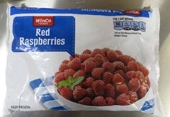 A package of frozen red raspberries recalled by WinCo. (FDA)