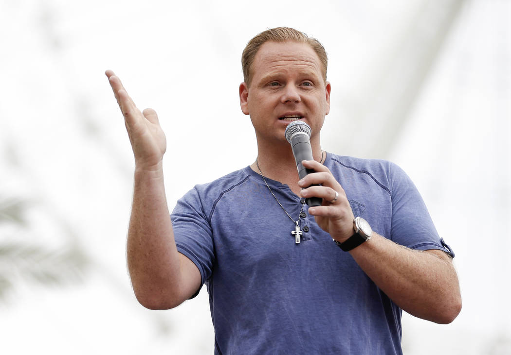 In this April 27, 2015 file photo, Nik Wallenda answers questions at a news conference in front ...