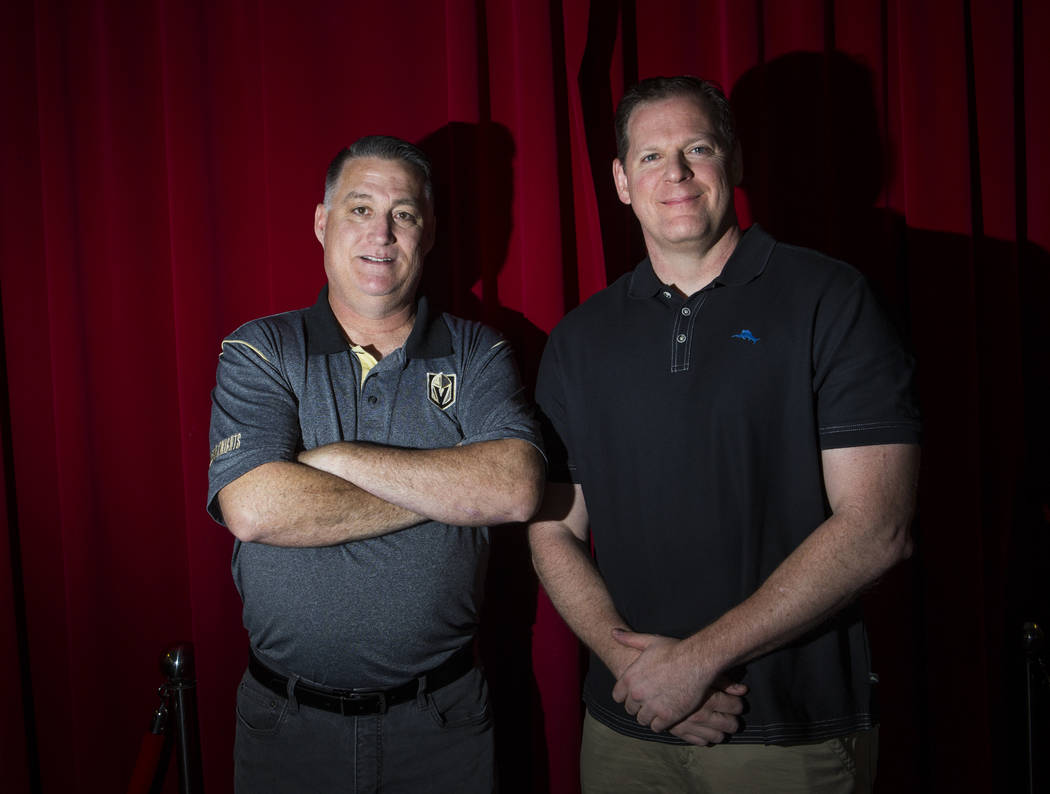 Author and Las Vegas police officer Bradley Nickell, left, and filmmaker and former Las Vegas p ...