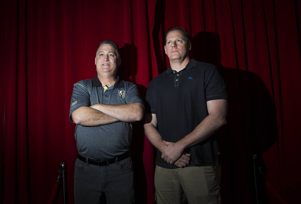 Author and Las Vegas police officer Bradley Nickell, left, and filmmaker and former Las Vegas p ...