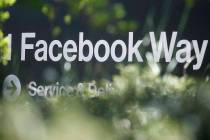 FILE - In this April 25, 2019, file photo an address sign for Facebook Way is shown in Menlo Pa ...