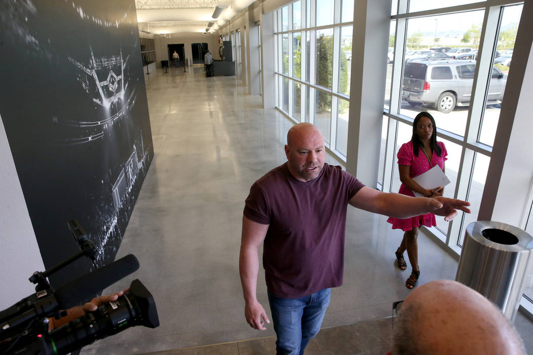 Ultimate Fighting Championship President Dana White gives a tour of the new UFC Apex in Las Veg ...