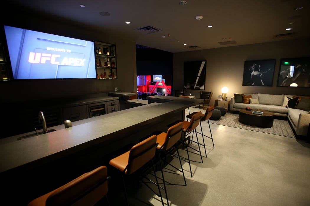 The VIP area overlooking the arena is shown during a tour of the new UFC Apex in Las Vegas Mond ...