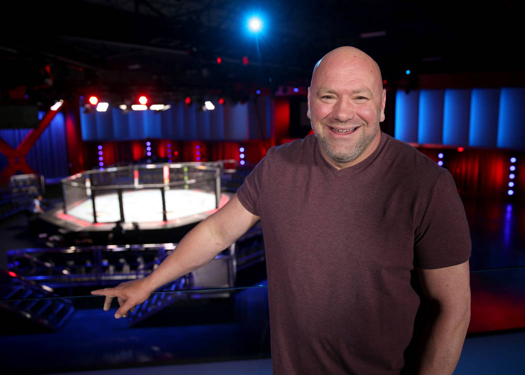 Ultimate Fighting Championship President Dana White in the VIP area overlooking the arena durin ...