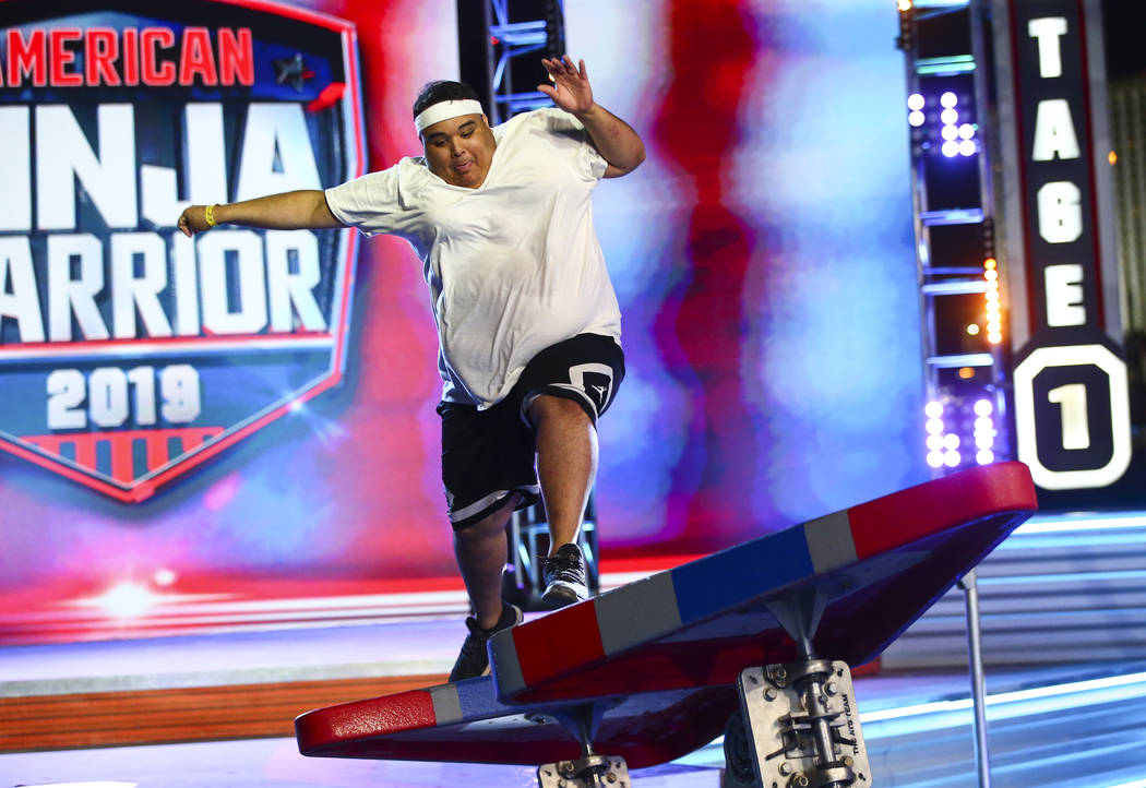 Adrian Hernandez of Hot 97.5 attempts the first obstacle from stage one during demonstrations b ...