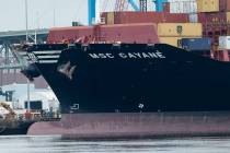 The MSC Gayane is moored at the Packer Marine Terminal in Philadelphia, Wednesday, June 19, 201 ...