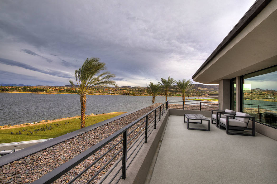 The balcony has a view of Lake Las Vegas. (Synergy/Sotheby’s International Realty)