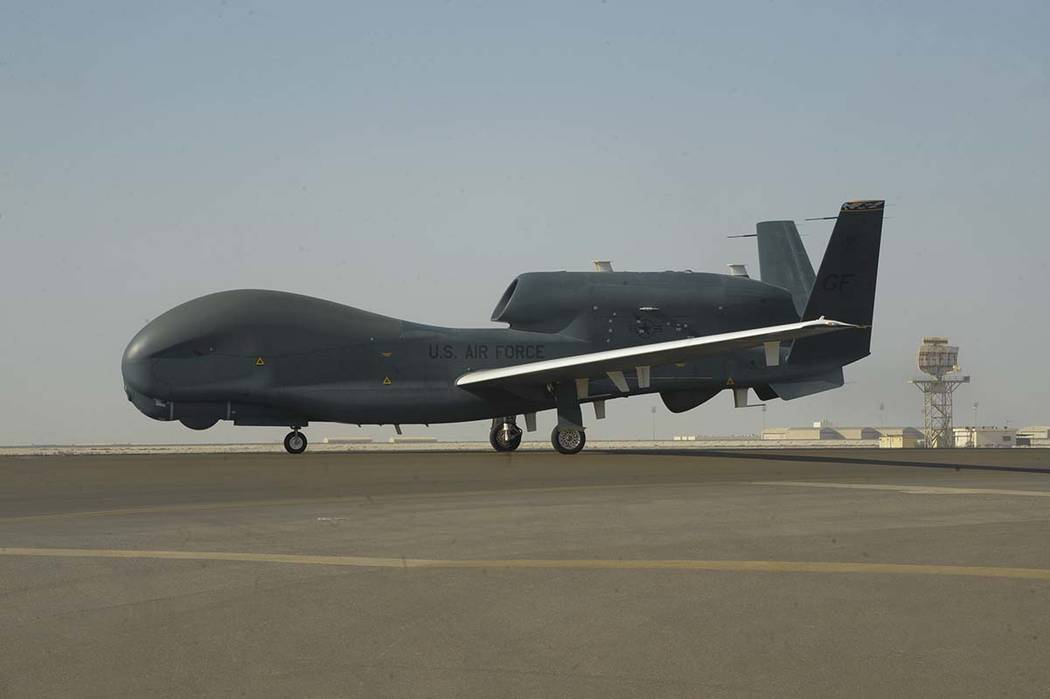 An RQ-4 Global Hawk is seen on the tarmac of Al-Dhafra Air Base near Abu Dhabi, United Arab Emi ...