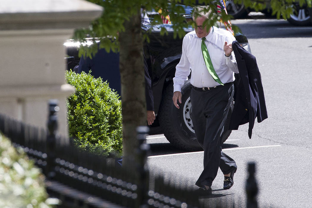 Senate Intelligence Committee Chairman Richard Burr, R-N.C., arrives for a meeting with Preside ...