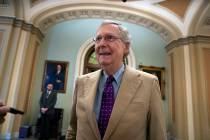 Senate Majority Leader Mitch McConnell, R-Ky., departs the chamber after appealing for lawmaker ...