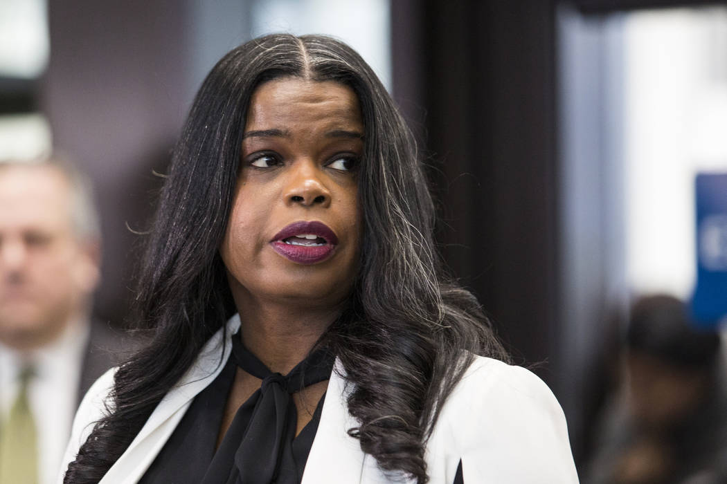 Cook County State's Attorney Kim Foxx speaks to reporters at the Leighton Criminal Courthouse i ...
