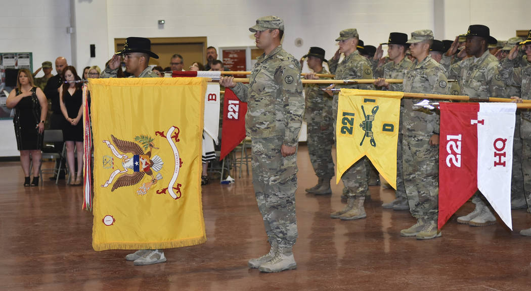 Soldiers from the Nevada Army Guard's 1st Squadron 221st Cavalry pay their final respects to S ...