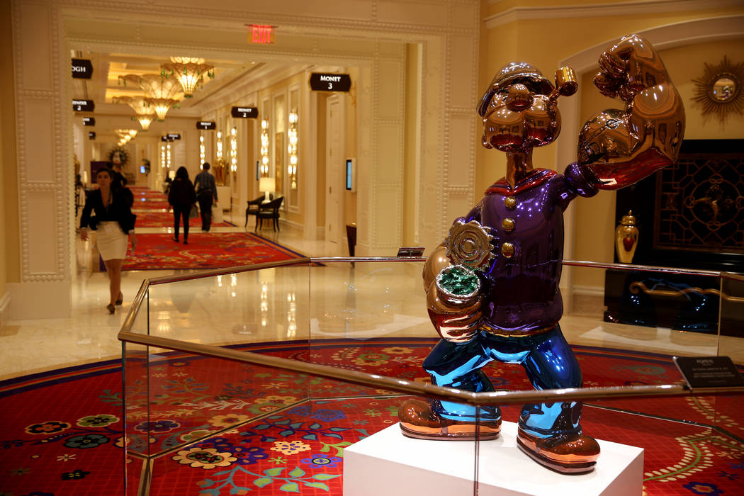 Jeff Koons' Popeye statue near meeting rooms at Encore Boston Harbor in Everett, Massachusetts ...