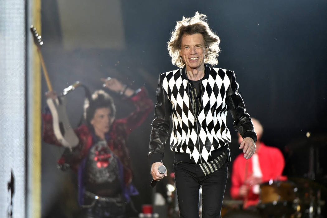 Ron Wood, left, and Mick Jagger, of the Rolling Stones perform during the "No Filter" ...