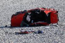 A car crash on the 215 Beltway near Lone Mountain Road in Las Vegas, Saturday, June 22, 2019. ( ...