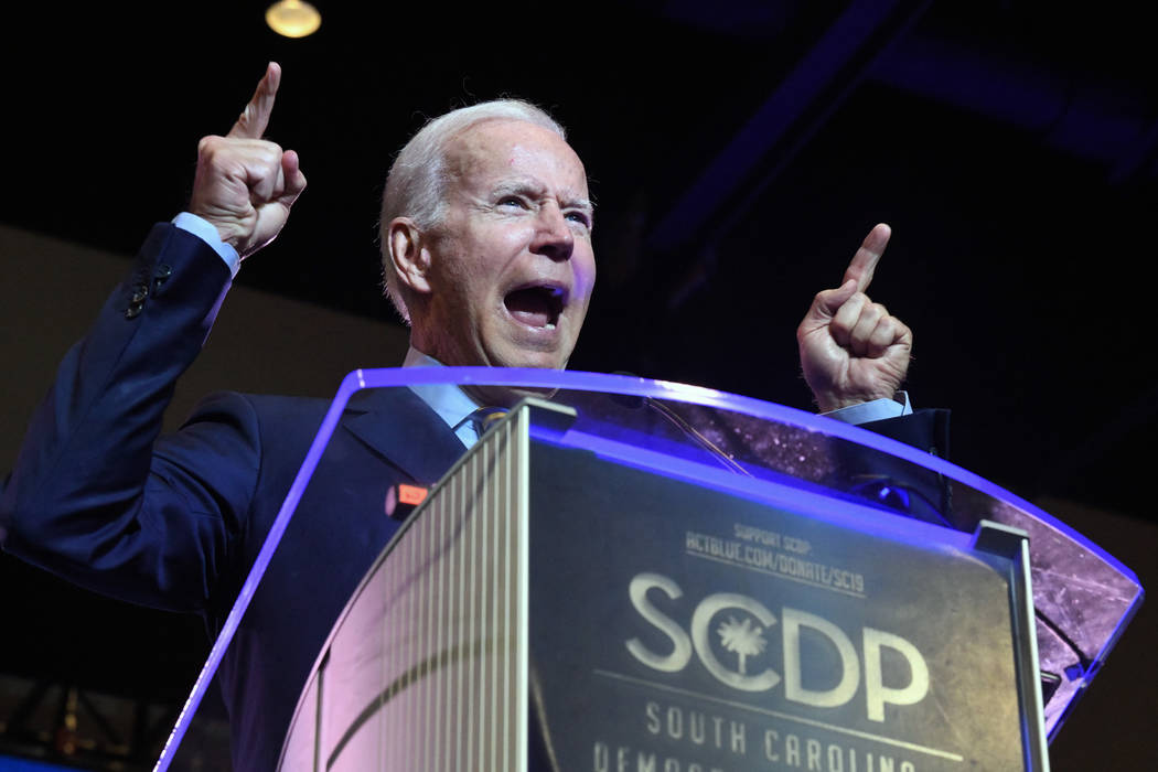 Former Vice President Joe Biden addresses the South Carolina Democratic Party convention, Satur ...
