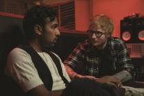 Jack Malik (Himesh Patel),left, and Ed Sheeran (playing himself) in "Yesterday," directed by Da ...