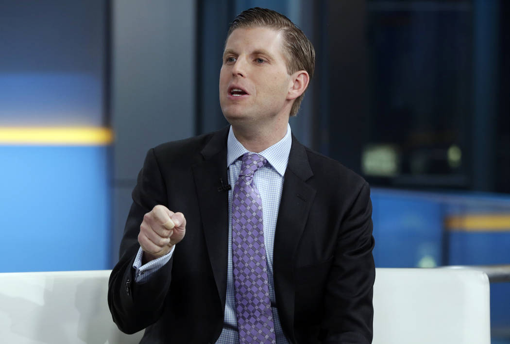 In a Jan. 17, 2018, file photo, Eric Trump appears on the "Fox & friends" television program, i ...
