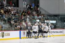 Vegas Golden Knights fans watch during the first day of development camp at City National Arena ...
