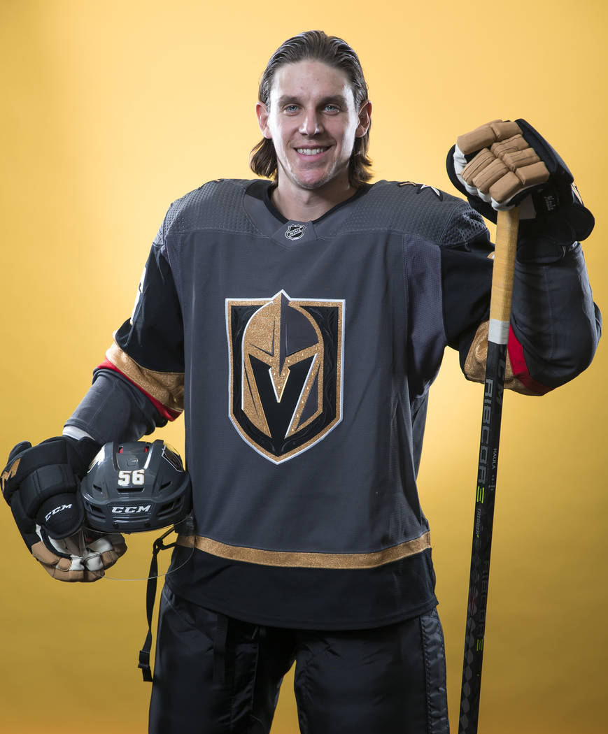 Vegas Golden Knights left wing Erik Haula (56) poses for a portrait during the NHL teams media ...