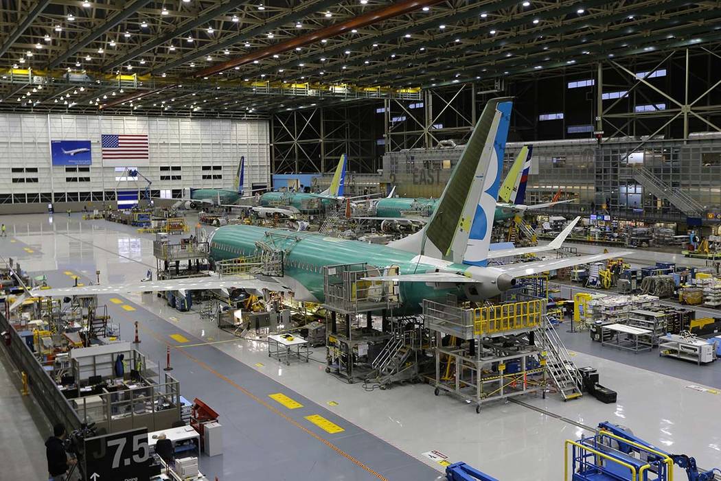 A Dec. 7, 2015, file photo shows the second Boeing 737 MAX airplane being built on the assembly ...