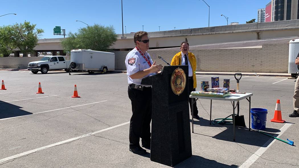 Las Vegas fire inspector Scott Thompson said residents should report illegal fireworks through ...