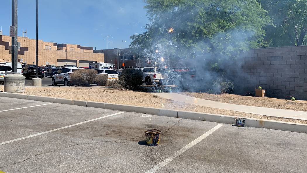 The Las Vegas Fire Department had a demonstration of safe and illegal fireworks on Thursday, Ju ...