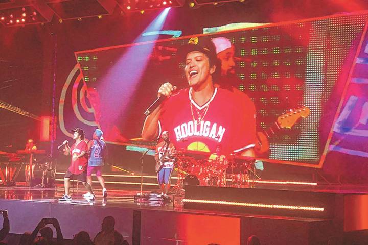 John Katsilometes Las Vegas Review-Journal @johnnykats Bruno Mars performs on the Las Vegas St ...