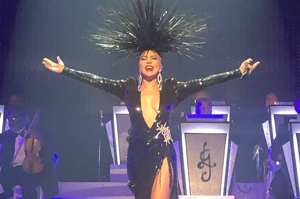 Lady Gaga performs at Park Theater on Sunday, June 10, 2019. (John Katsilometes/Las Vegas Revie ...