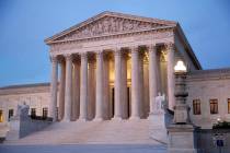 In this May 23, 2019 photo, the U.S. Supreme Court building at dusk on Capitol Hill in Washingt ...
