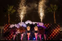 Dancers and fireworks highlight an event to announce the renaming of SLS Las Vegas to Sahara La ...