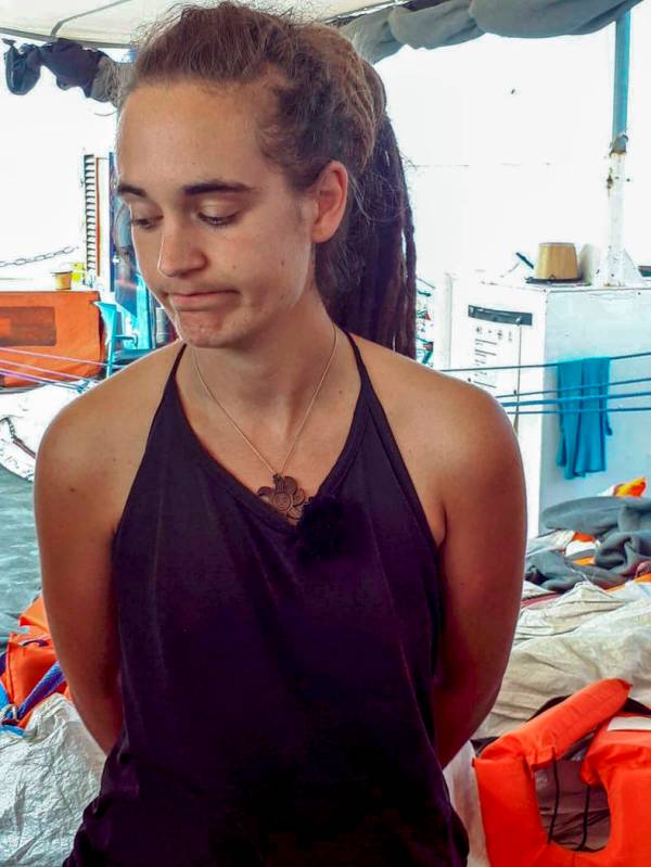 Sea-Watch 3 captain Carola Rackete is seen on board the vessel at sea in the Mediterranean, jus ...