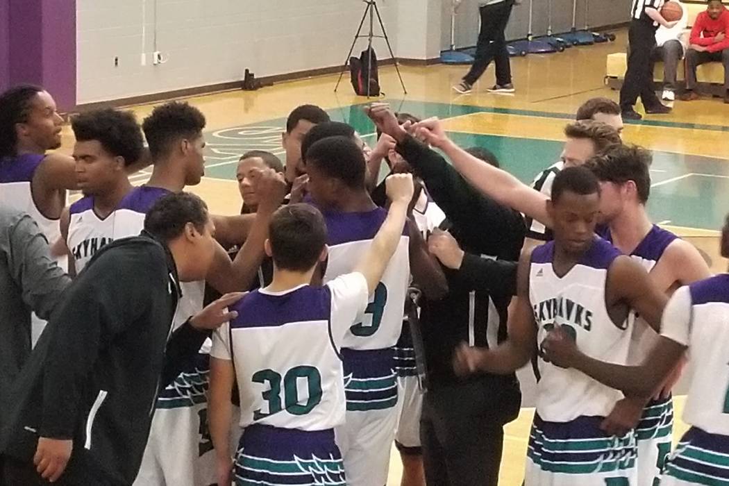 Silverado players break the huddle after a timeout against Democracy Prep on Monday, Jan. 22 ...