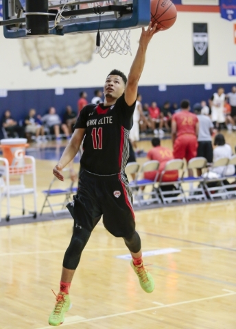 Point guard Skylar Mays of Mo Williams Elite warms up with a layup during the Las Vegas Fab ...